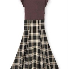 チェック柄バックレースアップワンピースの画像