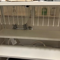ランドリーラック 洗濯機収納 ホワイトスチール 引き出しバスケット 可変棚の画像