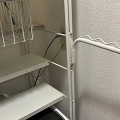 ランドリーラック 洗濯機収納 ホワイトスチール 引き出しバスケット 可変棚の画像