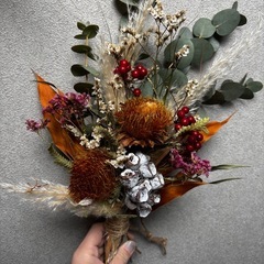 ドライフラワー スワッグ ブーケ クリスマスの画像