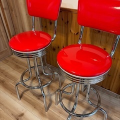 アメリカンダイナバースツール2脚×アメリカンハイテーブル3点セット(12月25日までの出品)の画像