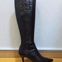 本革ダークブラウン22cm ロングブーツの画像
