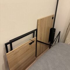 I字型・L字型デスク + シェルフ （オーク×ブラックアイアン）の画像