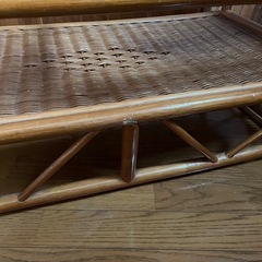 ラタンガラステーブル　藤　センターテーブル　ローテーブル　昭和レトロの画像