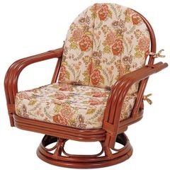 ラタン　チェア　萩原　籐回転座椅子の画像