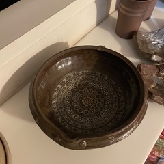 こげ茶の暖かみ　☆☆　三島　中鉢　17ｘ高さ7ｃｍ　☆☆　美品の画像