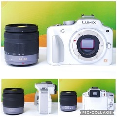 ミラーレスデビューに✨LUMIX DMC-G3 レンズキット ホワイト 箱付き かわいい スマホ転送の画像