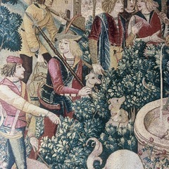 「Hunt of the Unicorn モチーフ 大型タペストリー 138×138cm ジャカード風 壁掛け ハリーポッター風インテリア」の画像