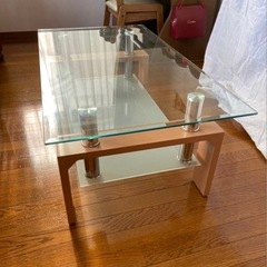 【モダン】ガラス×木製 センターテーブル｜北欧風・状態良好の画像