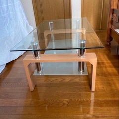 【モダン】ガラス×木製 センターテーブル｜北欧風・状態良好の画像