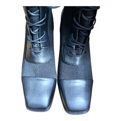 【未使用】【オリエンタルトラフィック】　レースアップニットヒールブーツ　ブラック　LLの画像