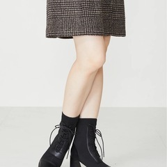 【未使用】【オリエンタルトラフィック】　レースアップニットヒールブーツ　ブラック　LLの画像