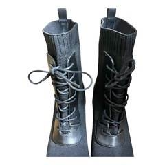 【未使用】【オリエンタルトラフィック】　レースアップニットヒールブーツ　ブラック　LLの画像