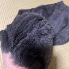 ラビットファー ダークグレー スヌード ファスナー付きの画像