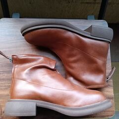 新品 23.5cm レディース ブーツ ブラウン 厚底 シューズ サイドゴア 識別番号:【B206-S】の画像