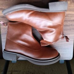 新品 23cm レディース ブーツ ブラウン 厚底 シューズ サイドゴア 識別番号:【B207-S】の画像