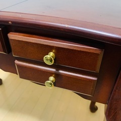 英国風 木製ドレッサー 鏡付　アンティーク 猫脚 デスク テーブル ブラウンの画像