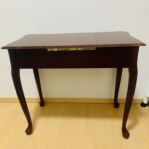 英国風 木製ドレッサー 鏡付 アンティーク 猫脚 デスク テーブル ブラウン