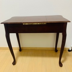 英国風 木製ドレッサー 鏡付　アンティーク 猫脚 デスク テーブル ブラウンの画像