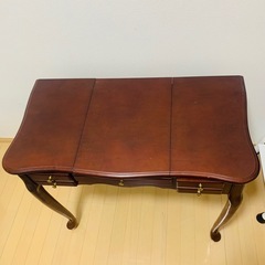 英国風 木製ドレッサー 鏡付　アンティーク 猫脚 デスク テーブル ブラウンの画像