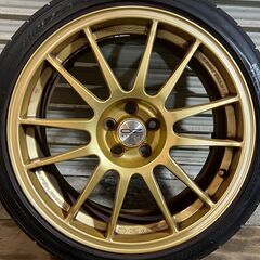 売り切り OZレーシング  225  40  R18 88W  ダンロップ 2023年製造 ８部山  DIREZZA DZ102 中古夏タイヤ  中古アルミ セット  ET43 ８J×１８ 5穴 PCD100の画像