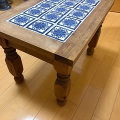 メキシコ製タイルトップ センターテーブル／ローテーブルの画像