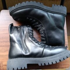 新品 24.5cm レディース ブーツ ブラック 厚底 シューズ サイドゴア 識別番号:【B210-S】の画像