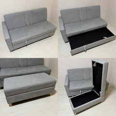 ソファ 3人掛け ソファーベッド 引き出し収納・コップホルダー付きの画像