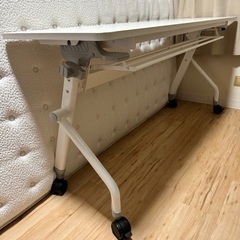 折りたたみデスク ホワイト キャスター付きの画像