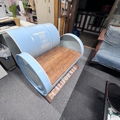 ドラム缶リメイクテーブル&チェアセット（ライトブルー）
の画像