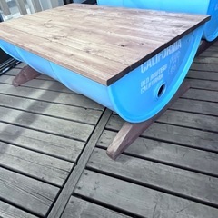 ドラム缶リメイクテーブル&チェアセット（ライトブルー）
の画像