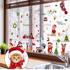 クリスマス ウィンドウステッカー 猫 9枚セットの画像