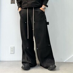 Danke Schon ダンケシェーン 25AW WEB＆DEPOT限定 ECOSUEDE W-KNEE PANTS エコスエード ダブルニーパンツ UNS25118-OT L ブラック フェイクレザー ペインター ボトムス【新古品】【中古】【Danke Schon】の画像