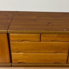 【12/28まで】TVボード＆収納棚3点セット・ばら売り相談可能 ｜レトロ木製｜3600円の画像