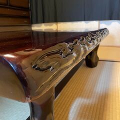 花梨 カリン ローテーブル 1枚板 重厚 引取限定の画像