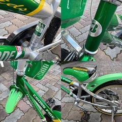 
CROSS FIRE キッズ16インチ自転車 グリーン バスケット付きの画像