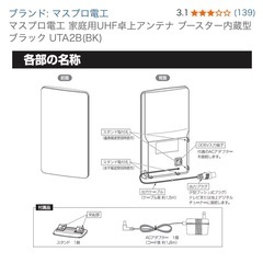 マスプロ電工 家庭用UHF卓上アンテナ ブースター内蔵型 
の画像