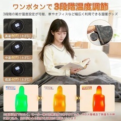 電気毛布 LED温度表示 3段階調節 電気敷毛布 大判サイズ 160×80CMの画像