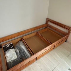 《直接引取》木製シングルサイズ二段ベッド 引き出し付きの画像
