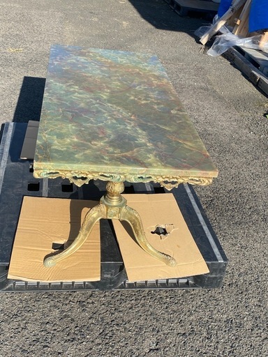 【希少品!】瑪瑙1枚板のセンターテーブル 検: 大理石 天然石 真鍮 高級家具 応接室 アンティーク ヴィンテージ 芸術品 一点物 古美術品