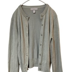 H&M クロップド丈 長袖カーディガン くすみカラー カーキ XSの画像