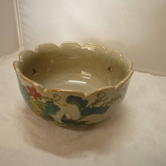 ☆▲九谷焼　珠峰　菓子鉢　大きい　鉢　陶器　直径20㎝　fの画像