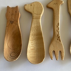 T OUGEIカトラリーアニマル子ども用 木製スプーンフォーク 6点セットの画像