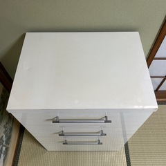 ホワイト 木製 チェスト 3段の画像