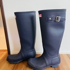 HUNTER ロングブーツ 23cm UK4 ネイビー 長靴の画像