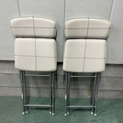 NITORI ニトリ 折りたたみチェア 2脚セット 合皮 ホワイト 幅39cm×奥行55cm×高さ83cm（座高46.5cm） の画像