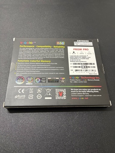 売り切れました【新品】v-color Prism Pro RGB 16GB メモリ