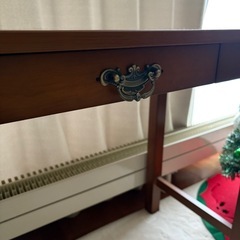 パソコンデスク90x45x72アンティーク金具に取り替え済ブラウンusedの画像