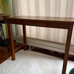 パソコンデスク90x45x72アンティーク金具に取り替え済ブラウンusedの画像