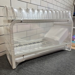 新品未使用品✨水切り2段ラック ホワイトの画像
